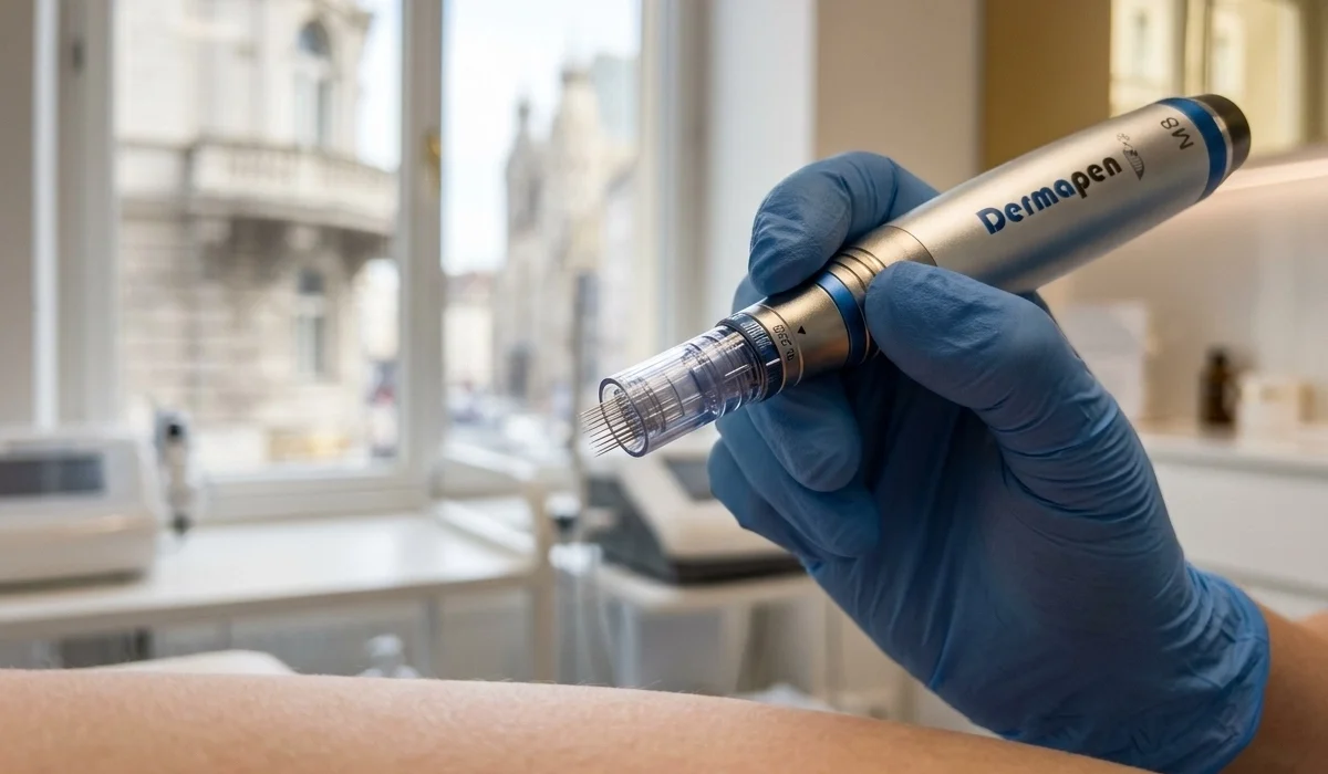 Professionelles Microneedling in Wien mit dem Dermapen zur effektiven Hautstraffung.
