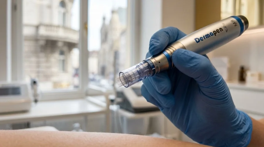 Professionelles Microneedling in Wien mit dem Dermapen zur effektiven Hautstraffung.