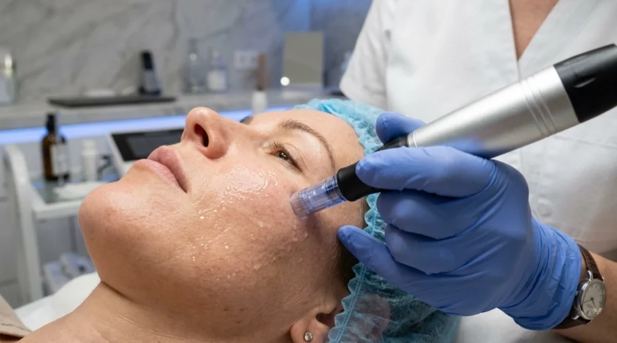 Medizinisches Microneedling in Wien zur effektiven Hautverjüngung und Porenverfeinerung im Gesicht.