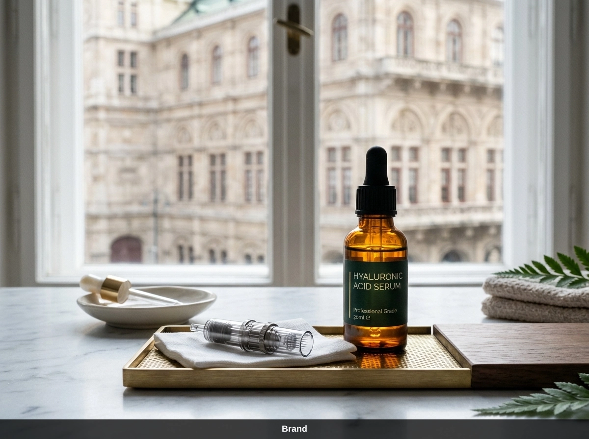 Hyaluronserum und Nadelbehandlung für das Gesicht zur Hautverjüngung in Wien.
