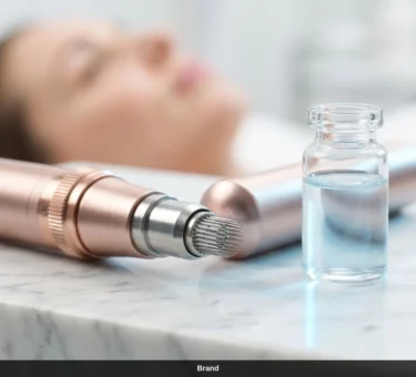 Microneedling Ablauf mit Pen und Serum zur Hauterneuerung und Porenverfeinerung.