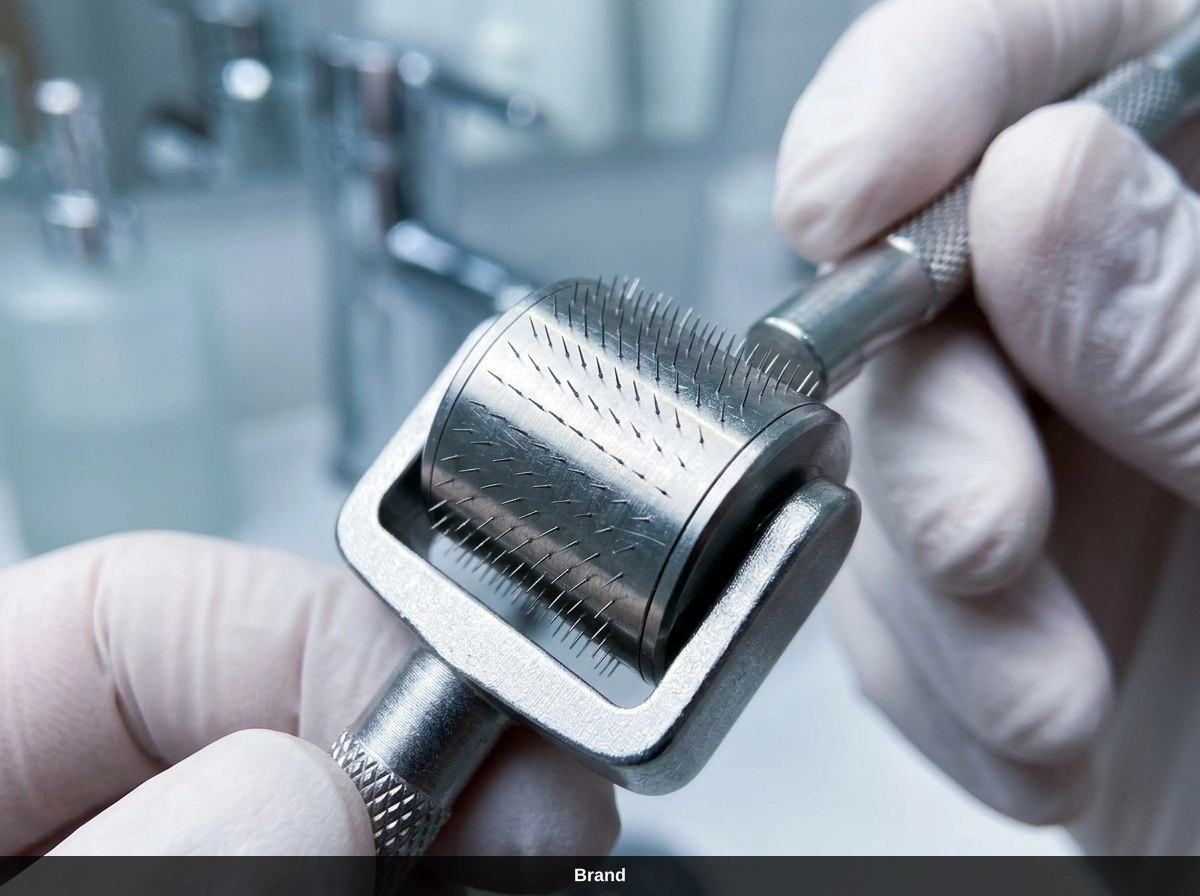 Nahaufnahme eines Derma-Rollers für Microneedling zur effektiven Anti-Aging-Behandlung der Haut.
