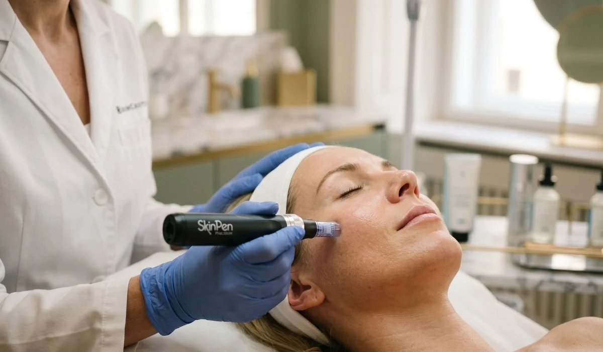 Professionelle medizinische Microneedling Behandlung in Wien zur Hautregeneration.
