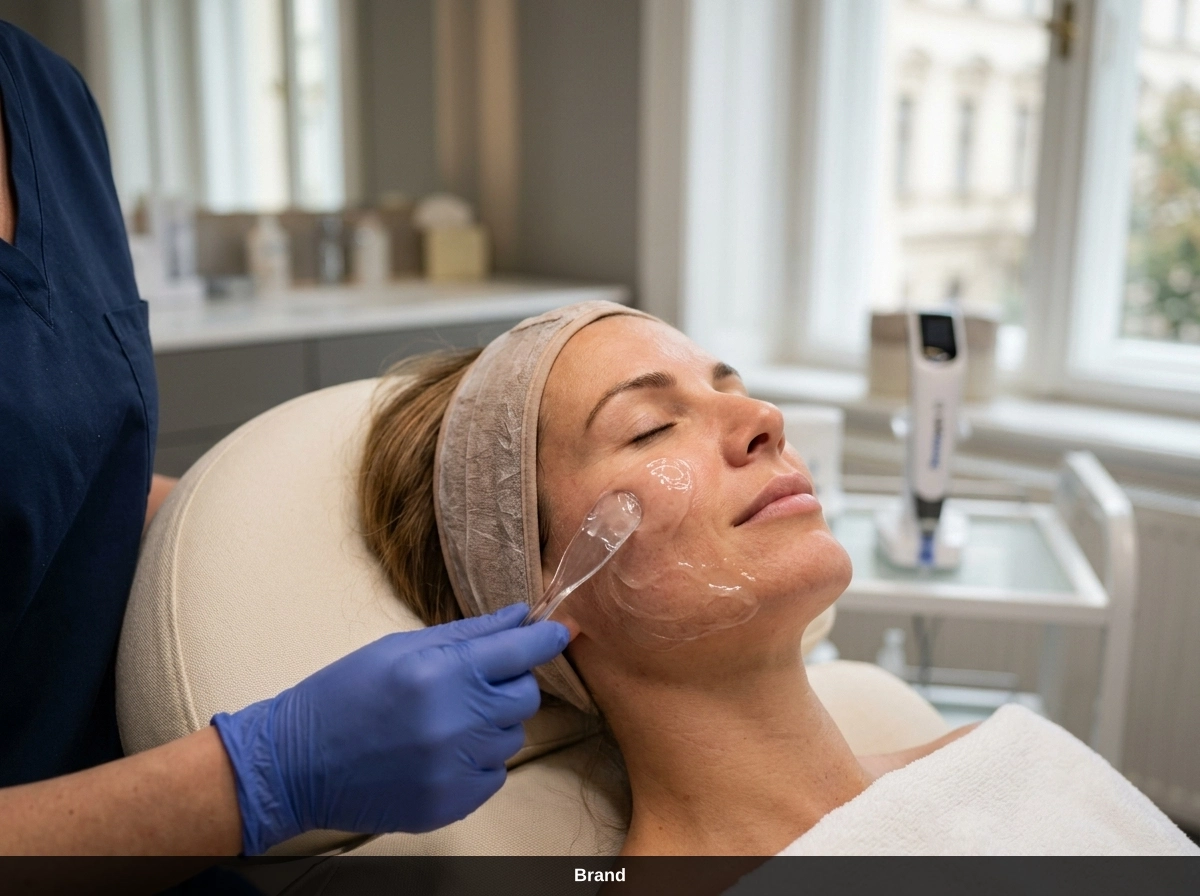 Ablauf einer Microneedling Behandlung in Wien mit Gel zur Porenverfeinerung.