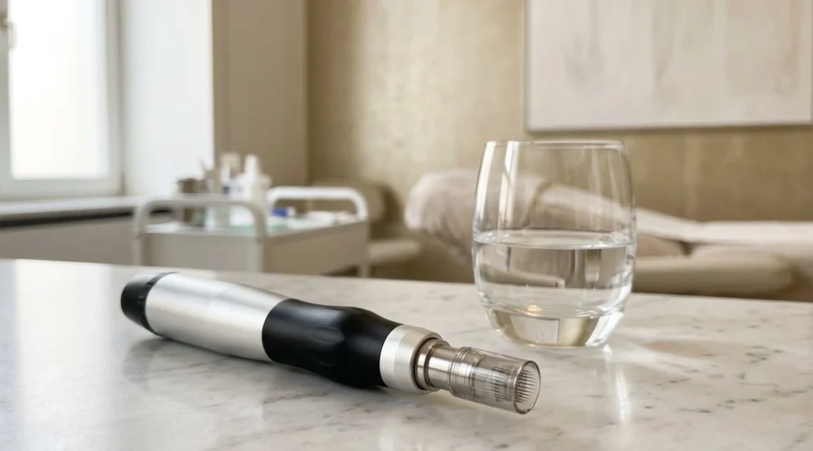 Microneedling-Pen für professionelle Hautstraffung in Wien. Erfahren Sie mehr über den Behandlungsablauf.