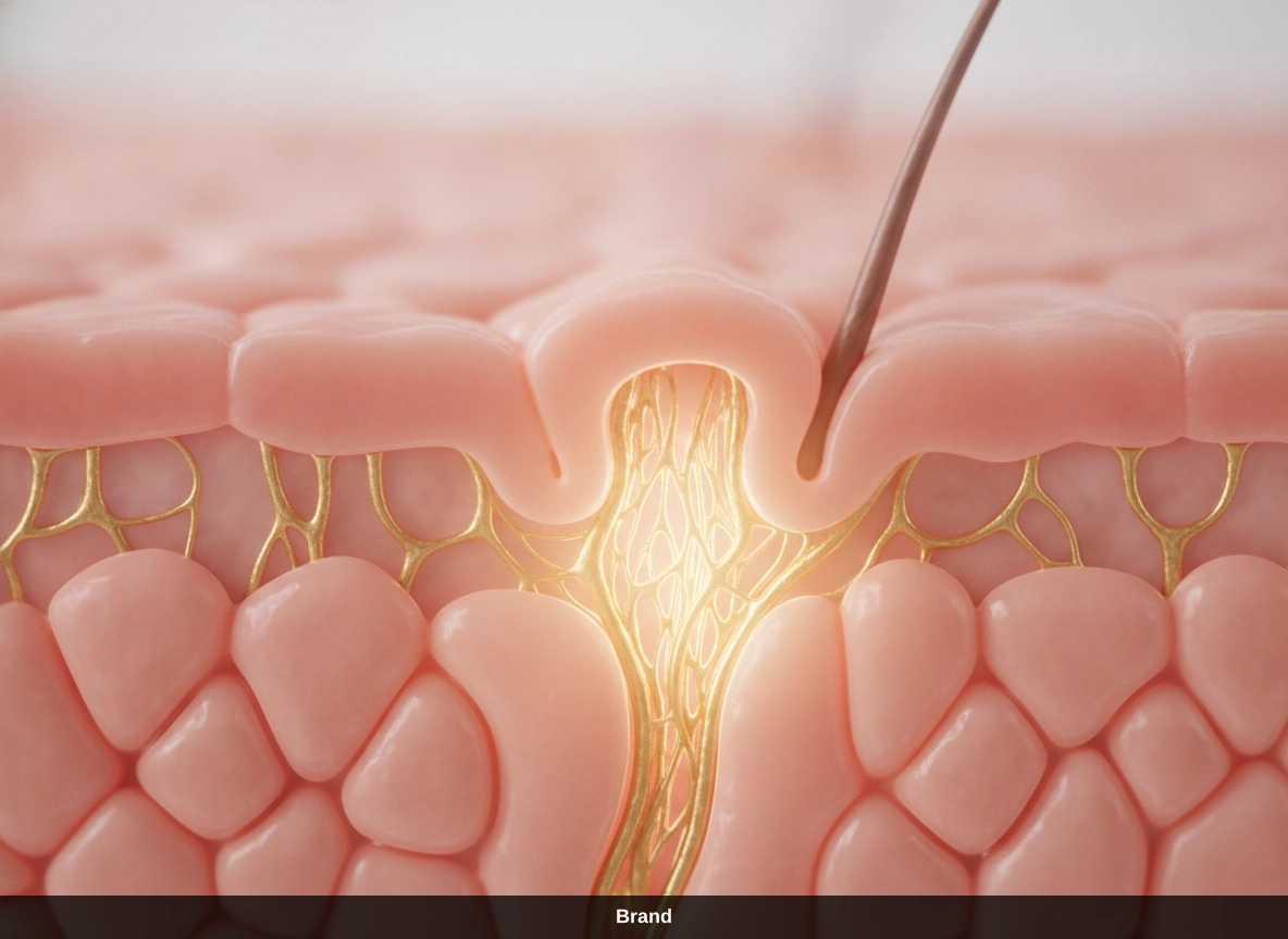 Grafik zeigt die Microneedling Wirkung durch Kollagenaufbau im Gesicht für eine effektive Hauterneuerung.