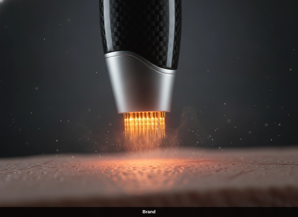 Ein Microneedling-Gerät erzeugt Mikroverletzungen der Haut, um den Kollagenaufbau im Gesicht zu stimulieren.