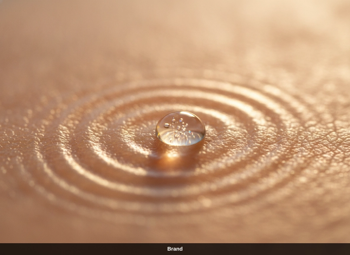 Ein Wassertropfen auf der Haut symbolisiert die Hautregeneration und die Wirkung von Microneedling zur Porenverfeinerung.