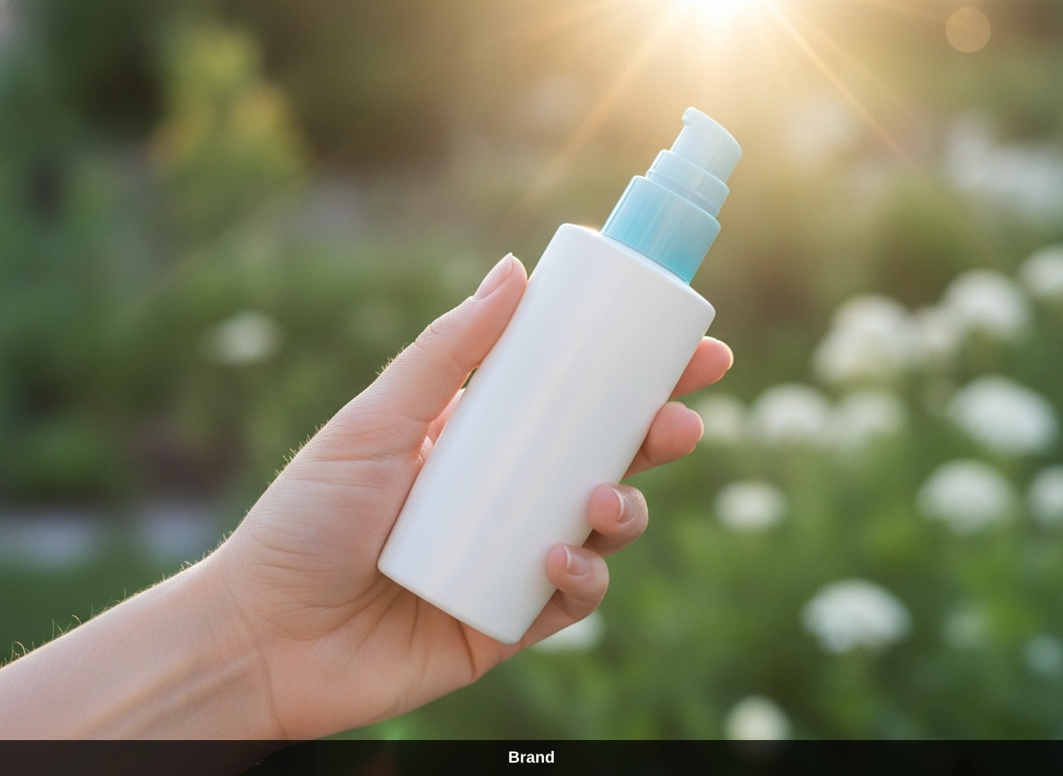 Hand hält Sonnenschutz nach Microneedling, essenziell für den Schutz und die Heilung der Haut.