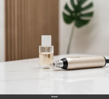 Microneedling-Gerät und Serum für die Narbenbehandlung und Hautregeneration in einem Wiener Kosmetikstudio.