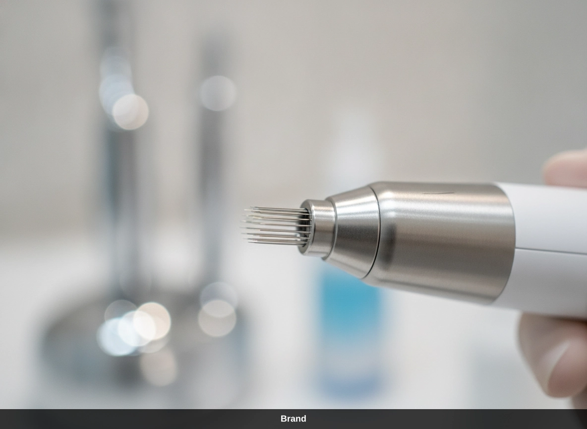 Nahaufnahme eines Dermapens für medizinisches Microneedling in Wien zur Porenverfeinerung.
