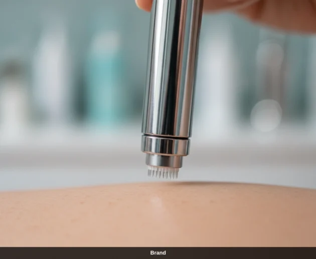 Nahaufnahme eines Microneedling-Geräts zur Hauterneuerung und Porenverfeinerung in Wien.