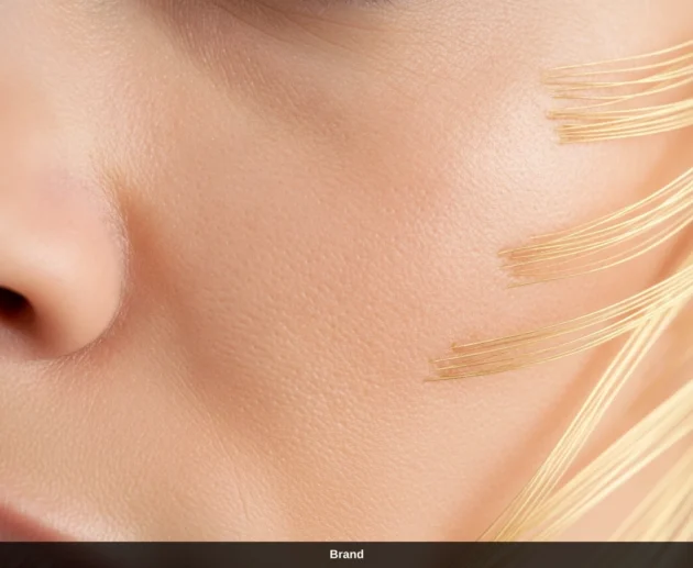 Nahaufnahme einer Wange bei der Anti-Aging Behandlung durch Microneedling für eine glatte Hautstruktur.