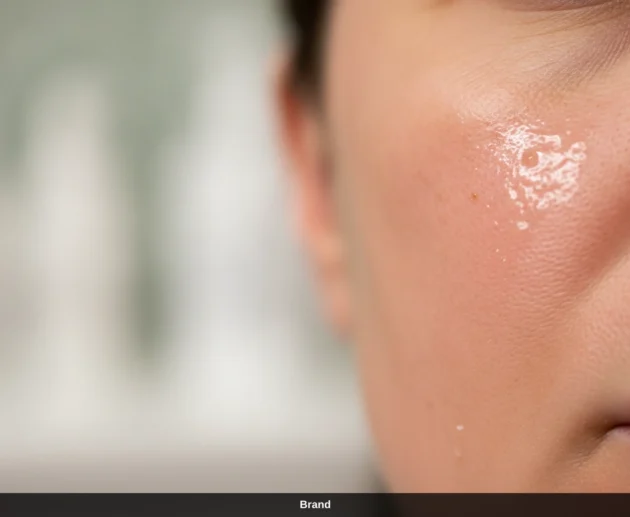 Nahaufnahme einer geröteten Wange nach dem Microneedling zur Hautregeneration.
