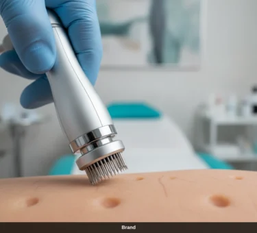 Ein Microneedling-Ablauf mit Nadelbehandlung im Gesicht zur effektiven Hautregeneration.