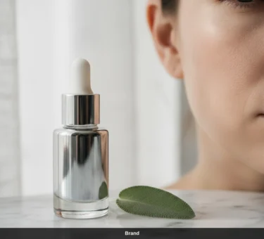 Serumflasche neben einem Blatt für Microneedling-Hauterneuerung in Wien.