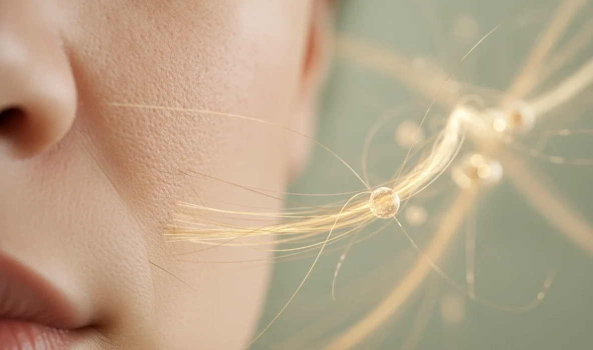 Nahaufnahme einer Hautpartie zur Veranschaulichung der Microneedling Wirkung für den Kollagenaufbau im Gesicht.
