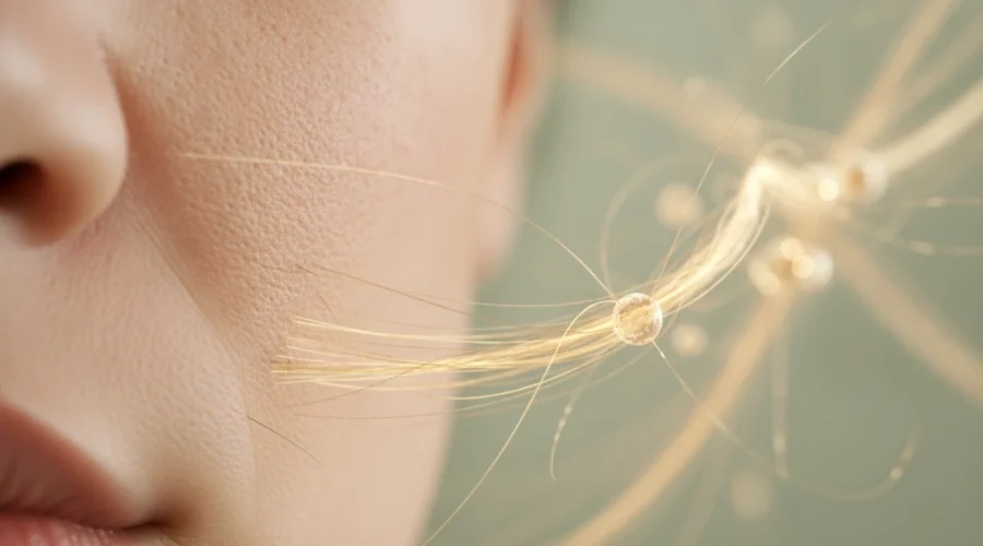 Nahaufnahme einer Hautpartie zur Veranschaulichung der Microneedling Wirkung für den Kollagenaufbau im Gesicht.
