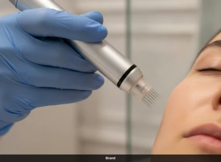 Microneedling in Wien: Ein Pen behandelt die Haut zur Verjüngung und Narbenbehandlung.