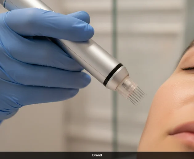 Microneedling in Wien: Ein Pen behandelt die Haut zur Verjüngung und Narbenbehandlung.