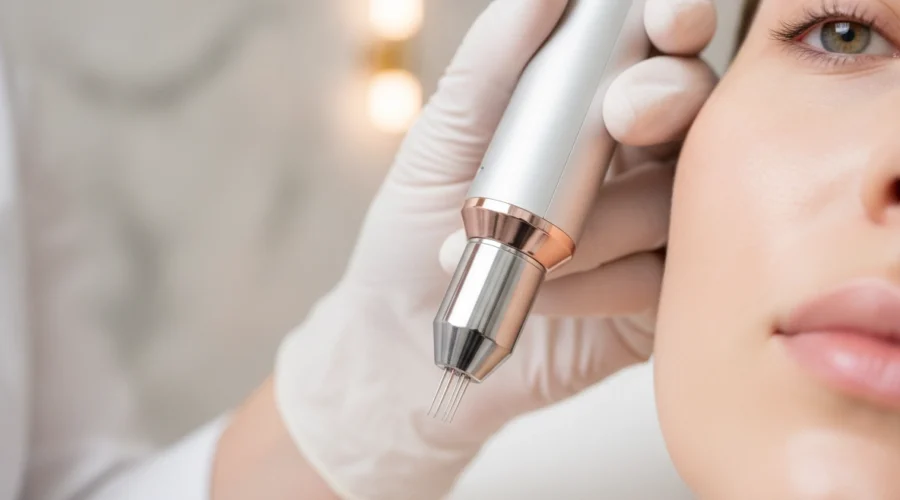 Dermapen Behandlung in Wien zur Hautverjüngung und Porenverfeinerung im Gesicht.