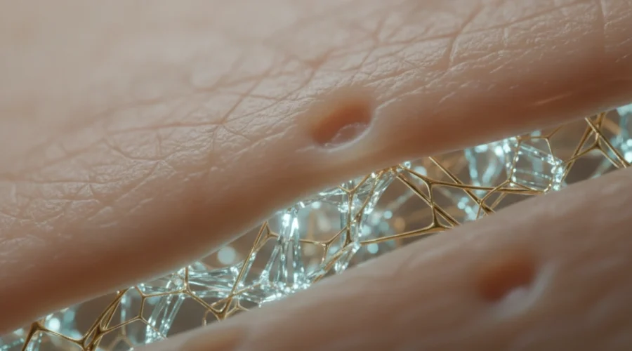 Mikroverletzungen der Haut fördern durch Dermis Stimulation den Kollagenaufbau für ein feines Hautbild.