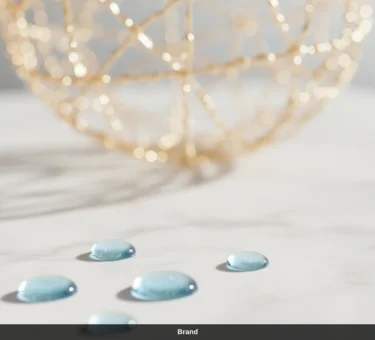 Blaue Tropfen auf Marmor für Microneedling Nachsorge Tipps und Poren verfeinern Effekte.