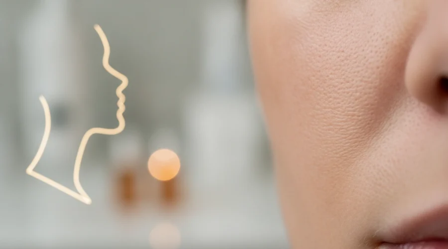 Nahaufnahme Hautstruktur zum Poren verfeinern Wien und Hautbild verbessern durch Microneedling.
