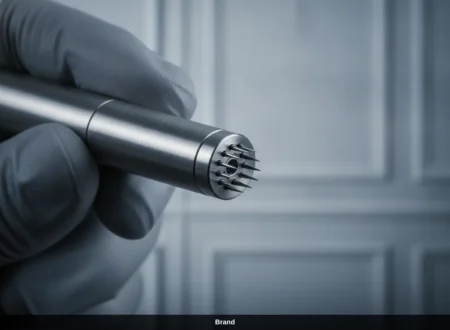 Professionelles Microneedling Gerät im Kosmetikstudio Wien zur Porenverfeinerung.