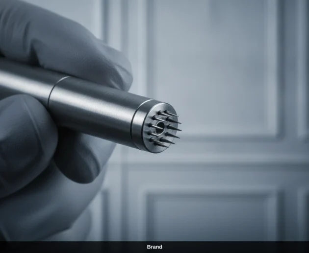 Professionelles Microneedling Gerät im Kosmetikstudio Wien zur Porenverfeinerung.