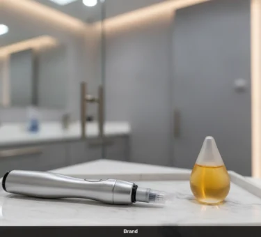 Silberner Needling Pen und Microneedling Serum Wirkung für medizinische Kosmetik in Wien.