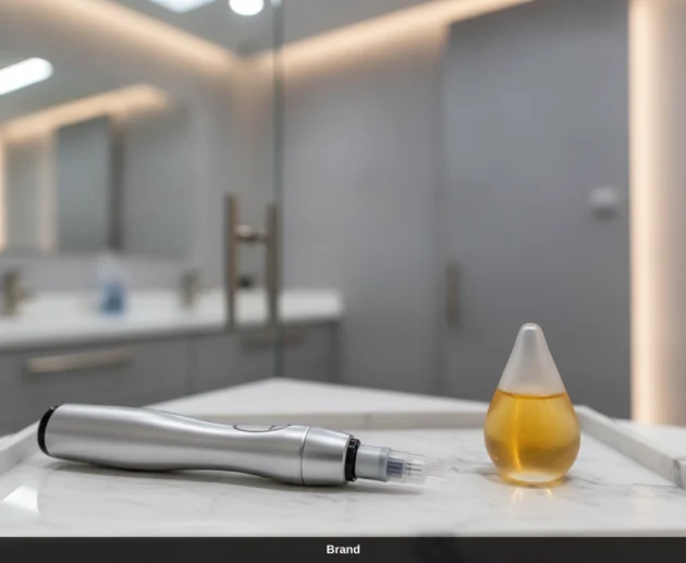 Silberner Needling Pen und Microneedling Serum Wirkung für medizinische Kosmetik in Wien.