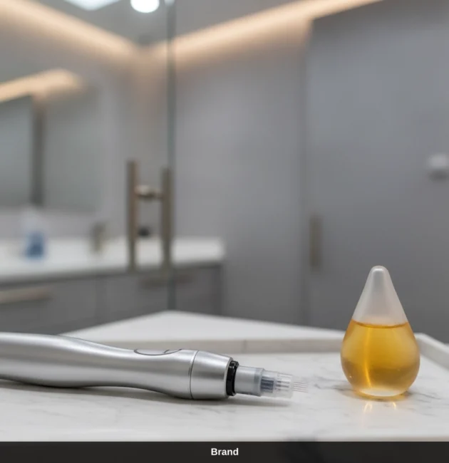 Silberner Needling Pen und Microneedling Serum Wirkung für medizinische Kosmetik in Wien.