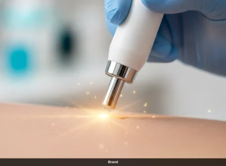 Microneedling Behandlung mit Pen zur Hauterneuerung und um Kollagenproduktion anzuregen.