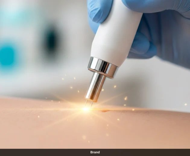 Microneedling Behandlung mit Pen zur Hauterneuerung und um Kollagenproduktion anzuregen.