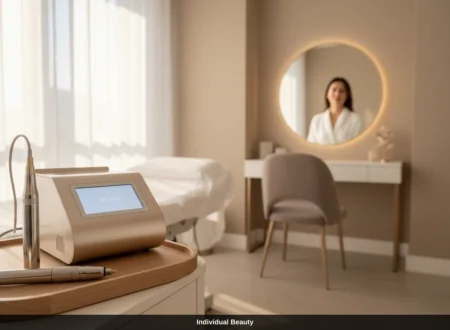Professionelles Radiofrequenz-Microneedling Gerät in einem modernen Kosmetikstudio für das Needling im Gesicht.