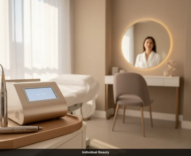 Professionelles Radiofrequenz-Microneedling Gerät in einem modernen Kosmetikstudio für das Needling im Gesicht.