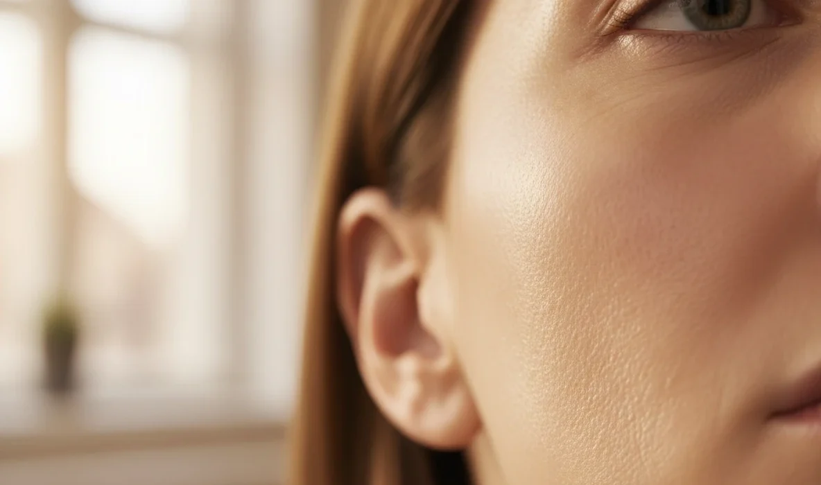 Nahaufnahme einer klaren Frauenhaut nach einer erfolgreichen Behandlung durch Microneedling in Wien.