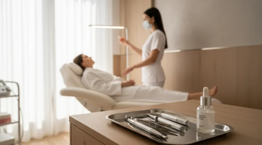 Moderne Kosmetikstudio Wien Einrichtung für eine professionelle Microneedling Behandlung
