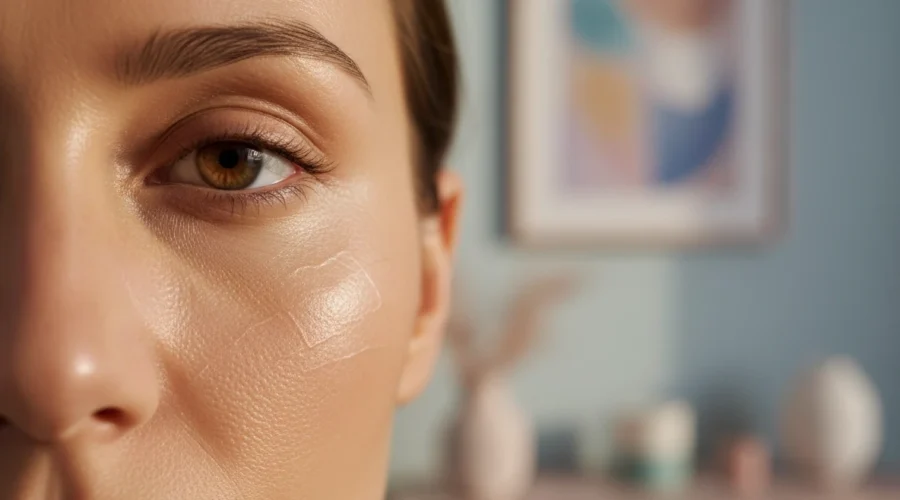 Nahaufnahme einer gepflegten Frauenhaut nach einer Microneedling Behandlung in Wien für strahlenden Teint
