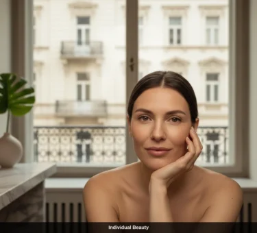 Zufriedene Kundin nach einer Microneedling Behandlung in einem Kosmetikstudio Wien mit strahlender Haut.