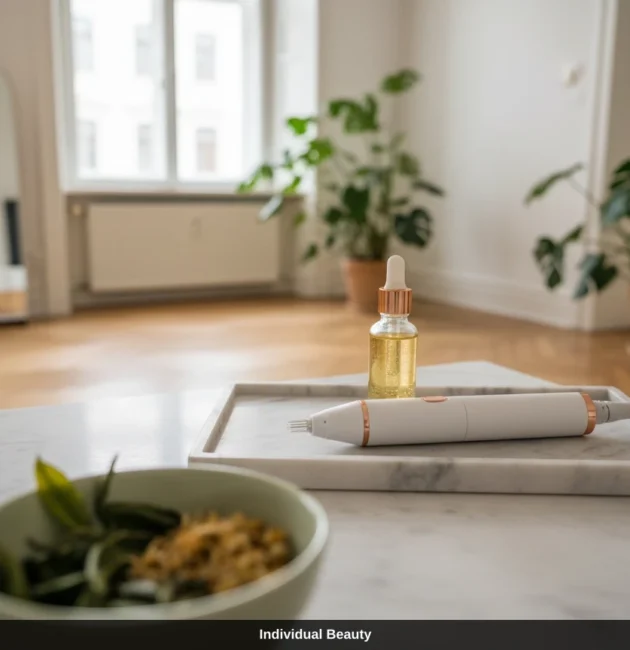Dermapen wien auf einem Tablett mit Serum für die professionelle Kosmetikbehandlung wien.